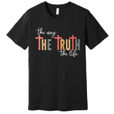 Retro Vintage The Way The Truth The Life Bible Verse Christ Premium T-Shirt