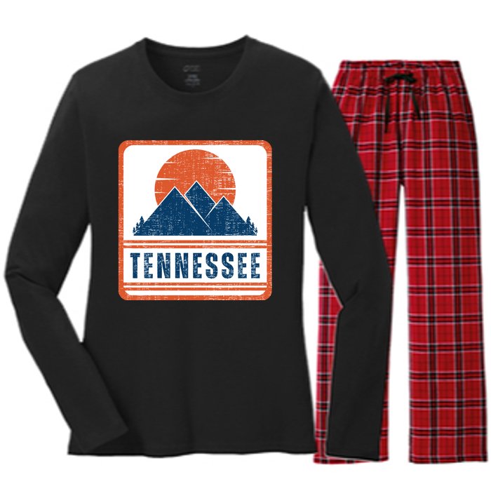 Retro Vintage Tennessee USA Mountain Gift For Men Women's Long Sleeve Flannel Pajama Set 