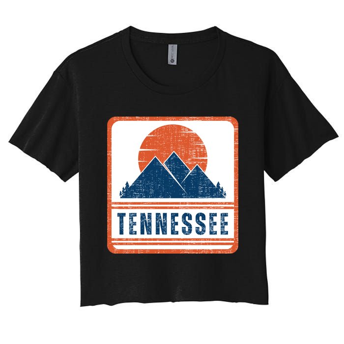 Retro Vintage Tennessee USA Mountain Gift For Men Women's Crop Top Tee