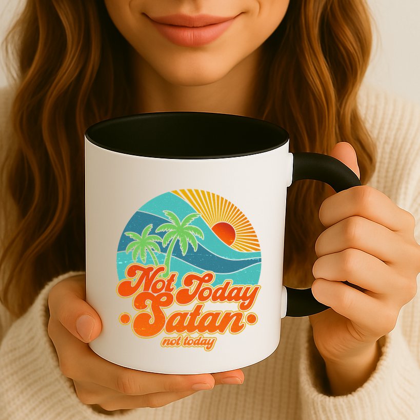 Retro Vintage Tropical Not Today Satan Not Today Mug