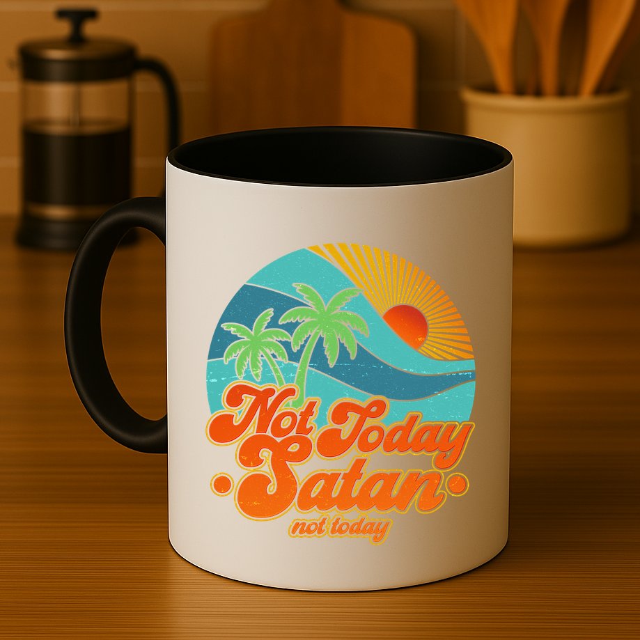 Retro Vintage Tropical Not Today Satan Not Today Mug