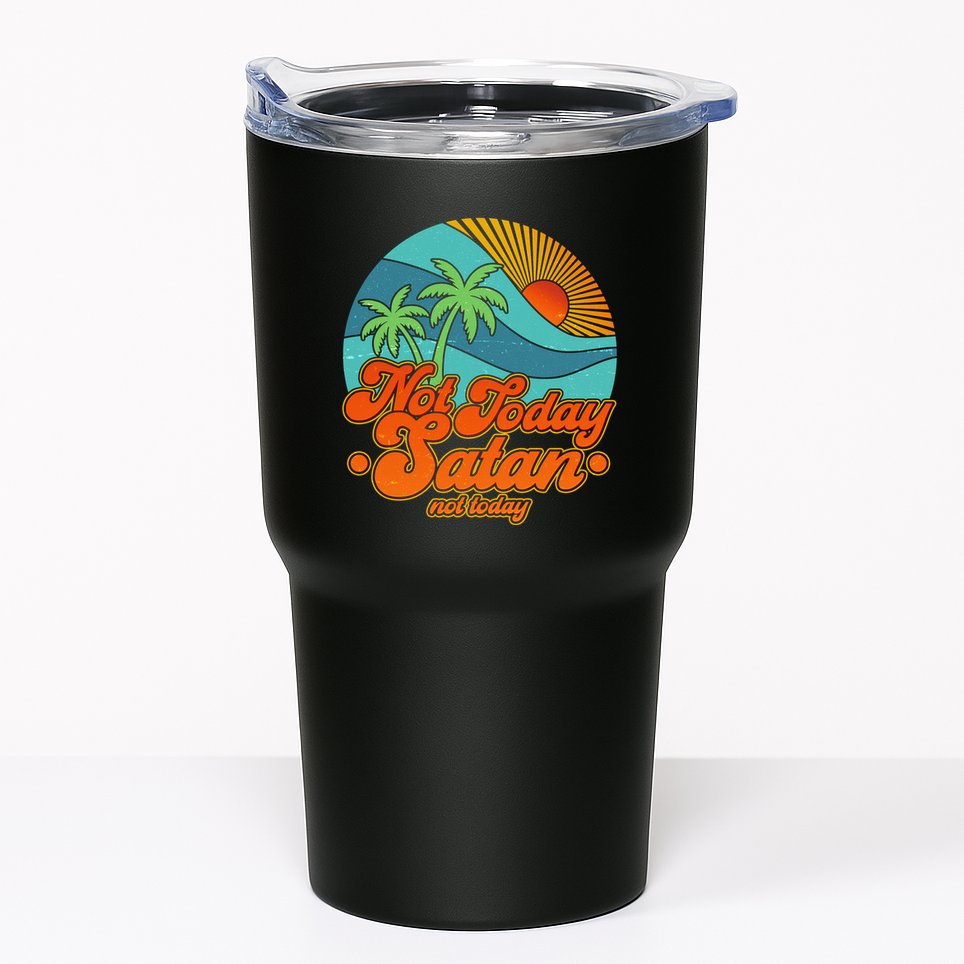 Retro Vintage Tropical Not Today Satan Not Today Tumbler
