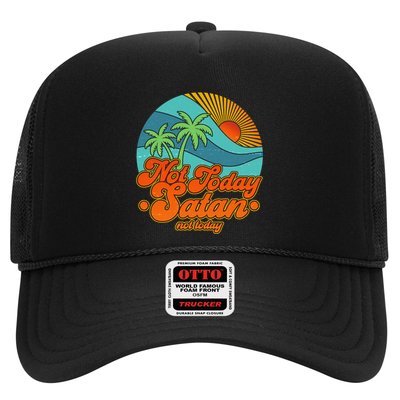 Retro Vintage Tropical Not Today Satan Not Today Trucker Hat