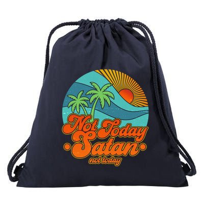 Retro Vintage Tropical Not Today Satan Not Today Drawstring Bag
