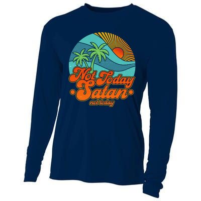 Retro Vintage Tropical Not Today Satan Not Today Cooling Performance Long Sleeve Crew