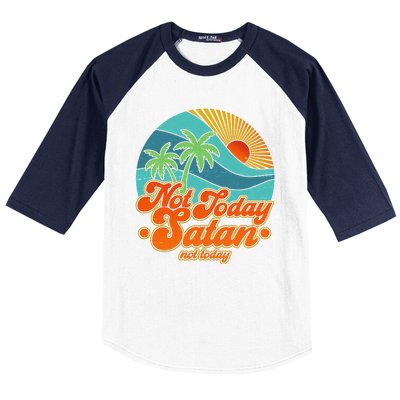 Retro Vintage Tropical Not Today Satan Not Today Baseball Sleeve Shirt