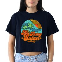 Retro Vintage Tropical Not Today Satan Not Today Crop Top