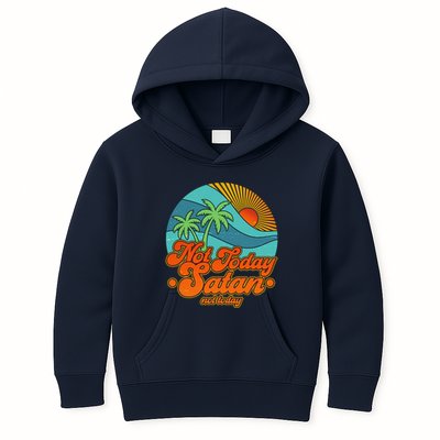 Retro Vintage Tropical Not Today Satan Not Today Kids Hoodie