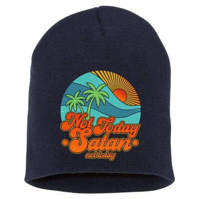 Retro Vintage Tropical Not Today Satan Not Today Short Acrylic Beanie