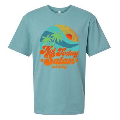 Retro Vintage Tropical Not Today Satan Not Today Sueded Cloud Jersey T-Shirt