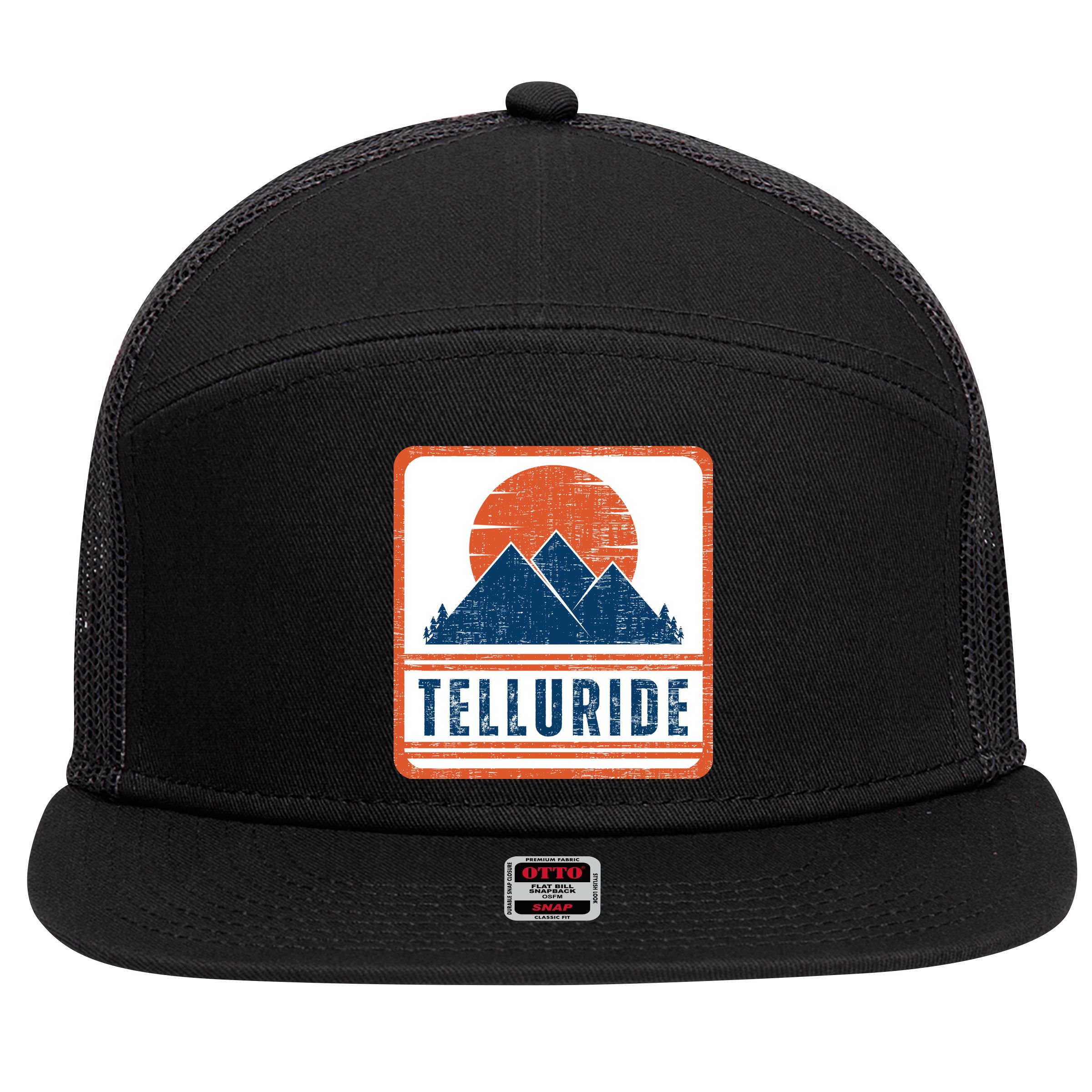 Retro Vintage Telluride Colorado USA Mountain Gift For Men 7 Panel Mesh Trucker Snapback Hat