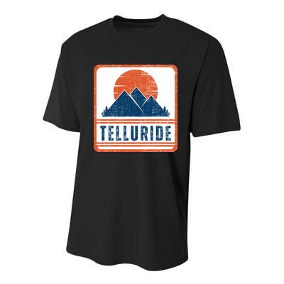 Retro Vintage Telluride Colorado USA Mountain Gift For Men Youth Performance Sprint T-Shirt