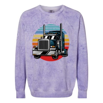 Retro Vintage Trucker Big Rig Semigifttrailer Truck Driver Gift Great Gift Colorblast Crewneck Sweatshirt