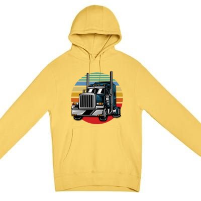 Retro Vintage Trucker Big Rig Semigifttrailer Truck Driver Gift Great Gift Premium Pullover Hoodie