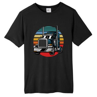 Retro Vintage Trucker Big Rig Semigifttrailer Truck Driver Gift Great Gift Tall Fusion ChromaSoft Performance T-Shirt