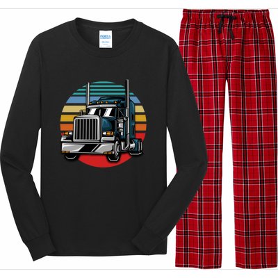 Retro Vintage Trucker Big Rig Semigifttrailer Truck Driver Gift Great Gift Long Sleeve Pajama Set