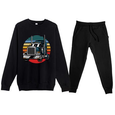 Retro Vintage Trucker Big Rig Semigifttrailer Truck Driver Gift Great Gift Premium Crewneck Sweatsuit Set