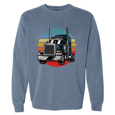 Retro Vintage Trucker Big Rig Semigifttrailer Truck Driver Gift Great Gift Garment-Dyed Sweatshirt