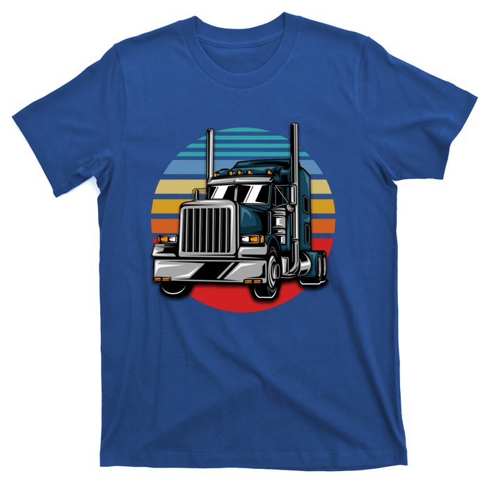 Retro Vintage Trucker Big Rig Semigifttrailer Truck Driver Gift Great Gift T-Shirt