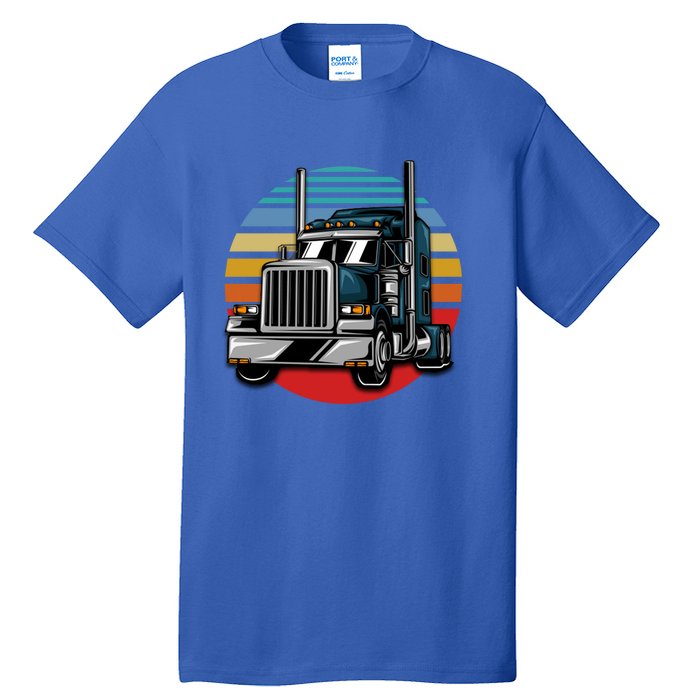 Retro Vintage Trucker Big Rig Semigifttrailer Truck Driver Gift Great Gift Tall T-Shirt