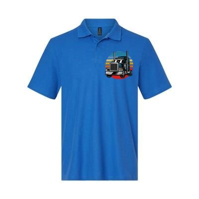 Retro Vintage Trucker Big Rig Semigifttrailer Truck Driver Gift Great Gift Softstyle Adult Sport Polo