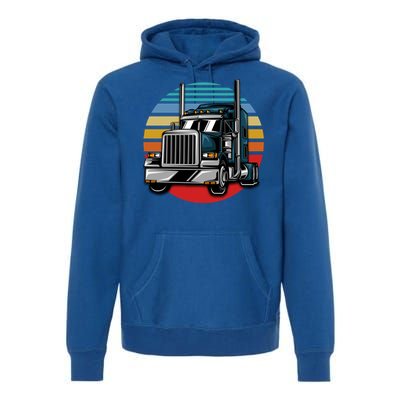 Retro Vintage Trucker Big Rig Semigifttrailer Truck Driver Gift Great Gift Premium Hoodie