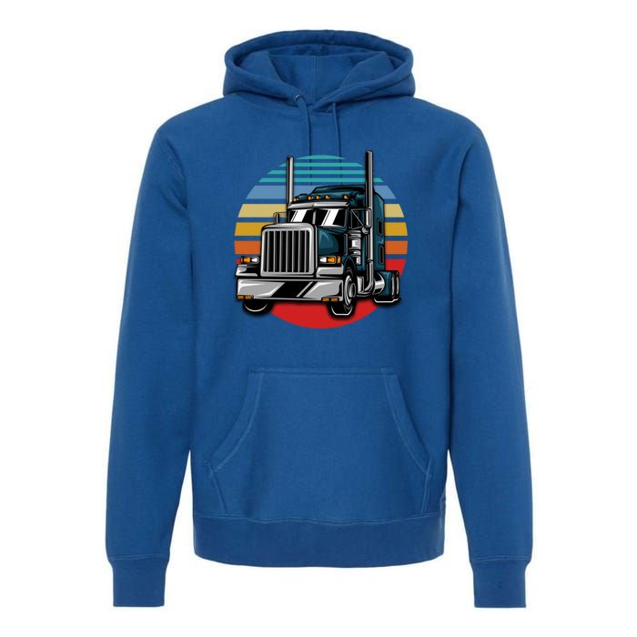 Retro Vintage Trucker Big Rig Semigifttrailer Truck Driver Gift Great Gift Premium Hoodie