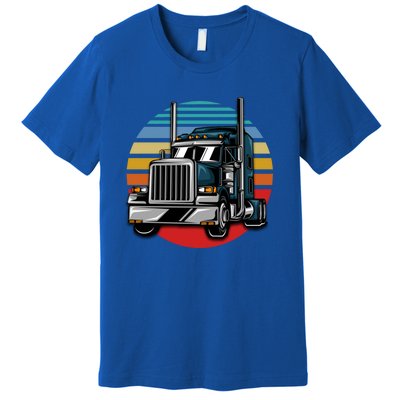 Retro Vintage Trucker Big Rig Semigifttrailer Truck Driver Gift Great Gift Premium T-Shirt