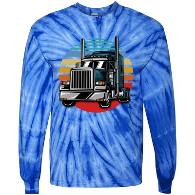 Retro Vintage Trucker Big Rig Semigifttrailer Truck Driver Gift Great Gift Tie-Dye Long Sleeve Shirt