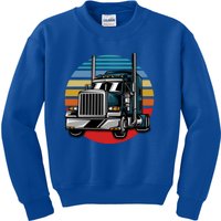 Retro Vintage Trucker Big Rig Semigifttrailer Truck Driver Gift Great Gift Kids Sweatshirt