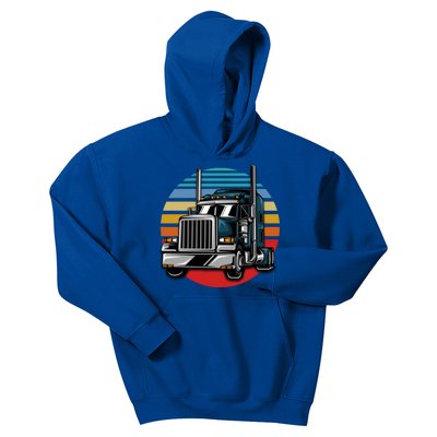 Retro Vintage Trucker Big Rig Semigifttrailer Truck Driver Gift Great Gift Kids Hoodie