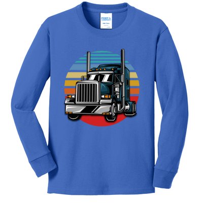 Retro Vintage Trucker Big Rig Semigifttrailer Truck Driver Gift Great Gift Kids Long Sleeve Shirt