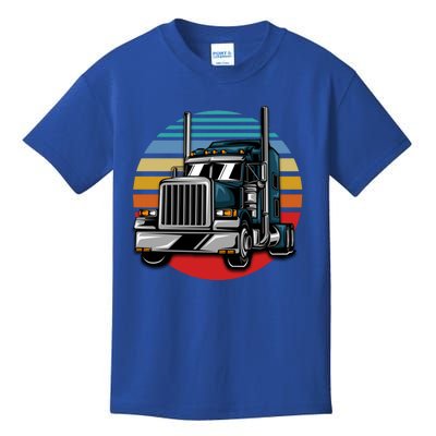 Retro Vintage Trucker Big Rig Semigifttrailer Truck Driver Gift Great Gift Kids T-Shirt