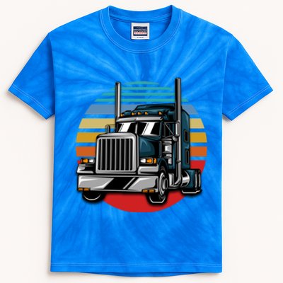 Retro Vintage Trucker Big Rig Semigifttrailer Truck Driver Gift Great Gift Kids Tie-Dye T-Shirt