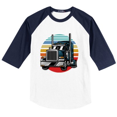 Retro Vintage Trucker Big Rig Semigifttrailer Truck Driver Gift Great Gift Baseball Sleeve Shirt