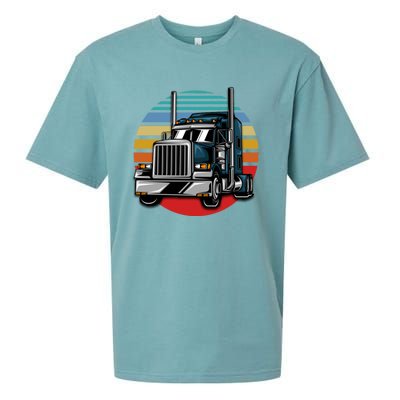 Retro Vintage Trucker Big Rig Semigifttrailer Truck Driver Gift Great Gift Sueded Cloud Jersey T-Shirt