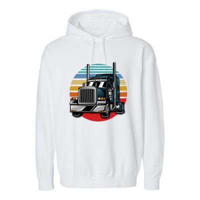 Retro Vintage Trucker Big Rig Semigifttrailer Truck Driver Gift Great Gift Garment-Dyed Fleece Hoodie