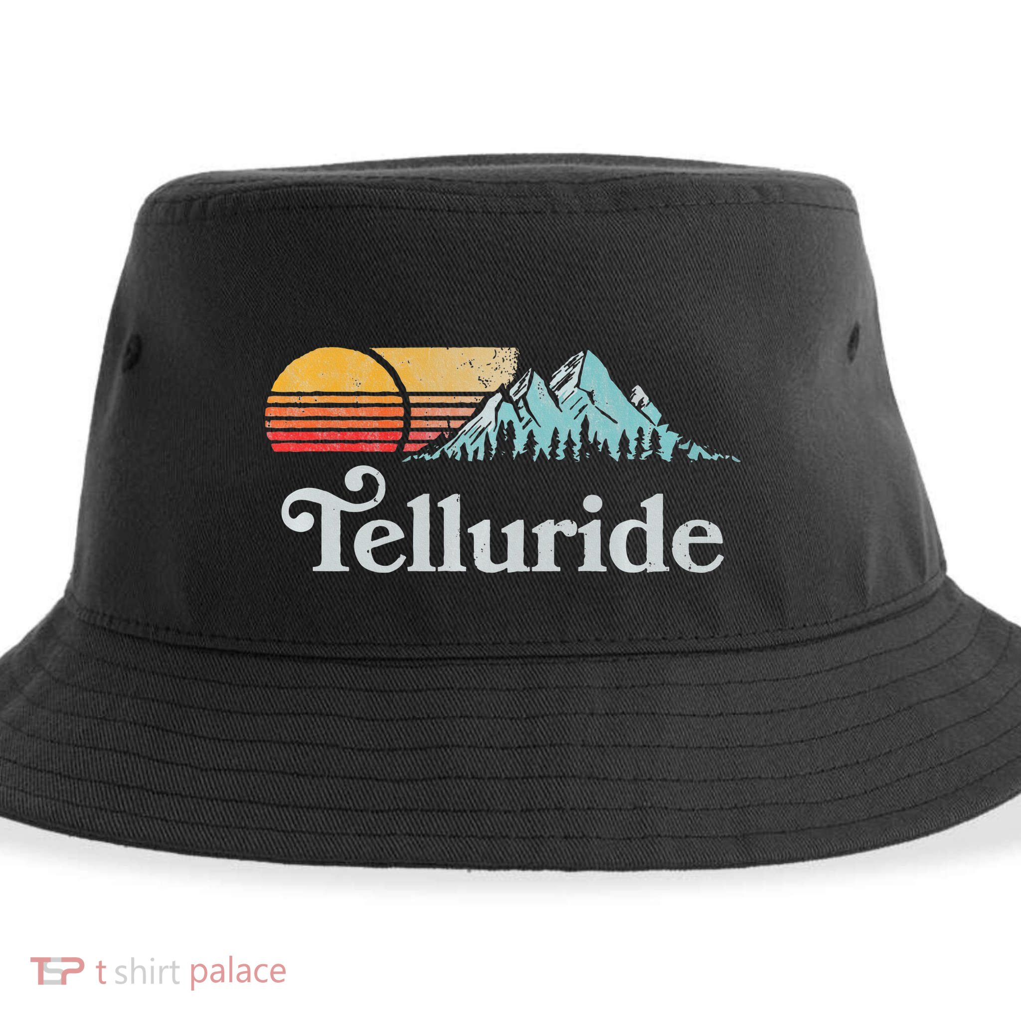 Retro Vibe Telluride Colorado Vintage Style Sun Sustainable Bucket Hat