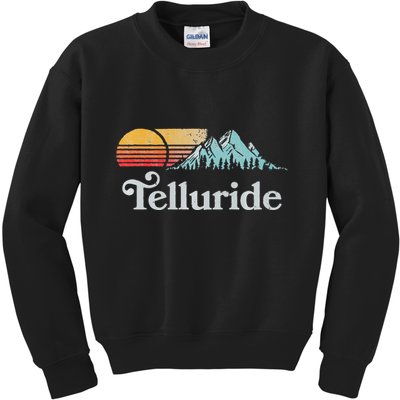 Retro Vibe Telluride Colorado Vintage Style Sun Kids Sweatshirt