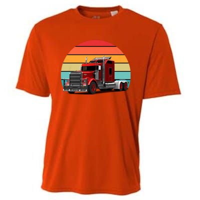 Retro Vintage Trucker Big Rig Semigreat Gifttrailer Truck Driver Gift Cool Gift Cooling Performance Crew T-Shirt