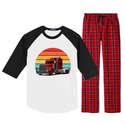 Retro Vintage Trucker Big Rig Semigreat Gifttrailer Truck Driver Gift Cool Gift Raglan Sleeve Pajama Set