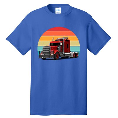 Retro Vintage Trucker Big Rig Semigreat Gifttrailer Truck Driver Gift Cool Gift Tall T-Shirt