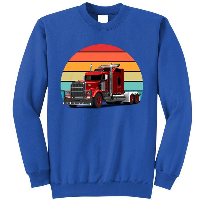 Retro Vintage Trucker Big Rig Semigreat Gifttrailer Truck Driver Gift Cool Gift Tall Sweatshirt