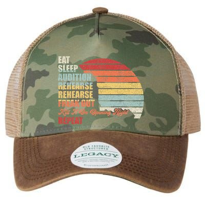 Retro Vintage Theater Geek Musical Life Eat Sleep Theatre Legacy Tie Dye Trucker Hat