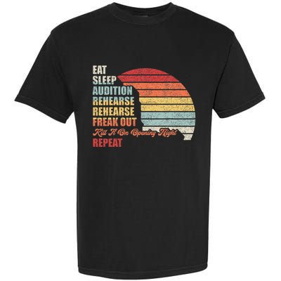 Retro Vintage Theater Geek Musical Life Eat Sleep Theatre Garment-Dyed Heavyweight T-Shirt