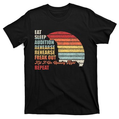 Retro Vintage Theater Geek Musical Life Eat Sleep Theatre T-Shirt