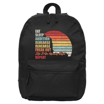 Retro Vintage Theater Geek Musical Life Eat Sleep Theatre 16 in Basic Backpack