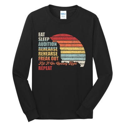 Retro Vintage Theater Geek Musical Life Eat Sleep Theatre Tall Long Sleeve T-Shirt