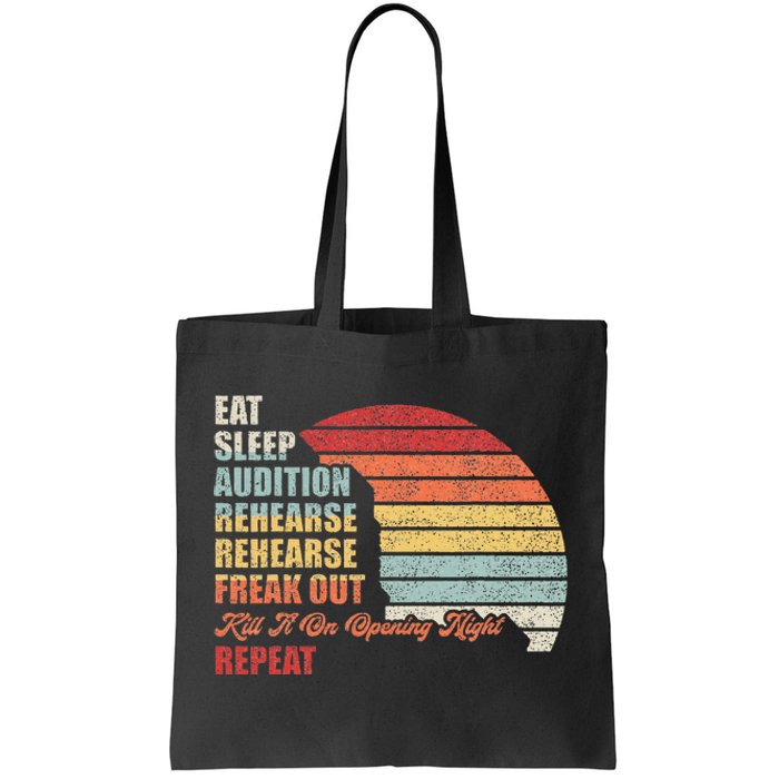 Retro Vintage Theater Geek Musical Life Eat Sleep Theatre Tote Bag