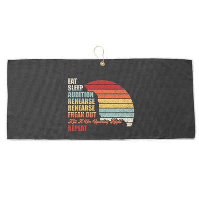 Retro Vintage Theater Geek Musical Life Eat Sleep Theatre Large Microfiber Waffle Golf Towel
